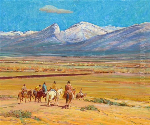 First Snow On Taos Mountain Oil Painting by Oscar Edmund Berninghaus