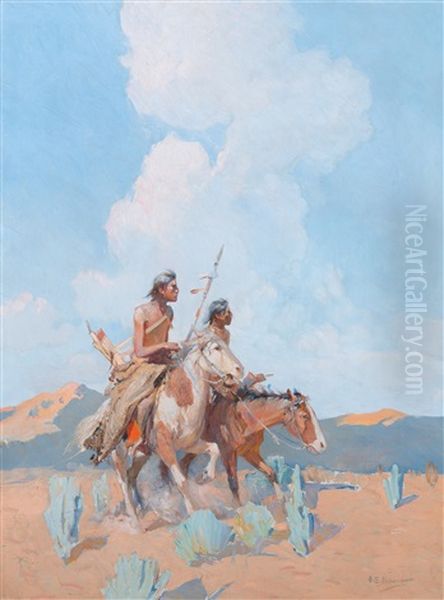 The Advance Scouts Oil Painting by Oscar Edmund Berninghaus