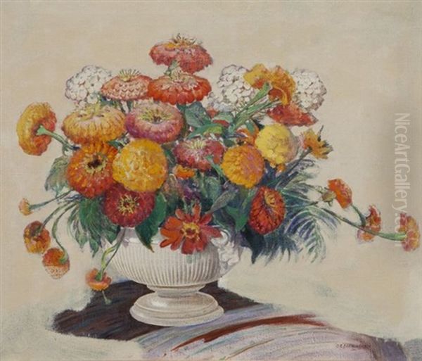 Floral Still Life Oil Painting by Oscar Edmund Berninghaus