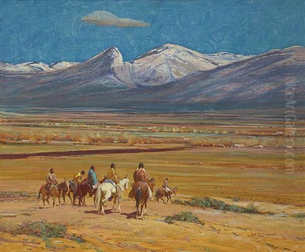 First Snow On Taos Mountain Oil Painting by Oscar Edmund Berninghaus