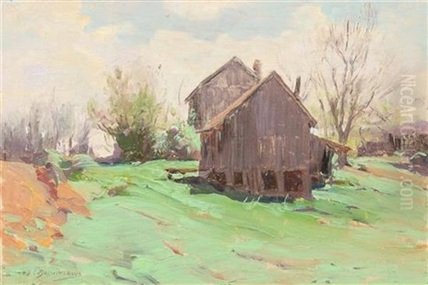 Barn Oil Painting by Oscar Edmund Berninghaus