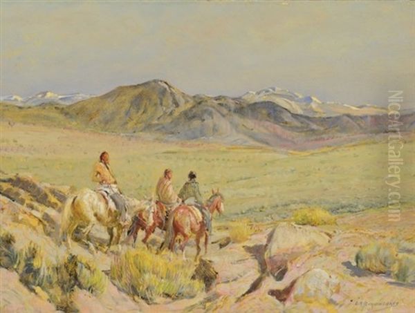 Coming Down From The Mountains Into Sagebrush Country Oil Painting by Oscar Edmund Berninghaus