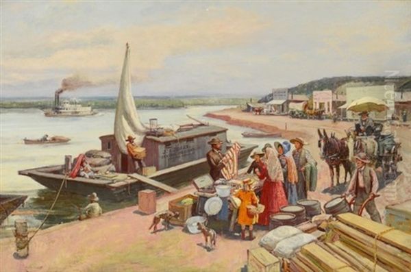 Itinerant River Merchant Oil Painting by Oscar Edmund Berninghaus