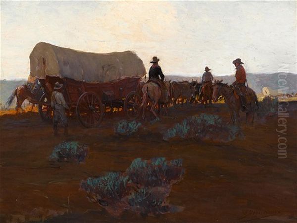 The Wagon Train Oil Painting by Oscar Edmund Berninghaus