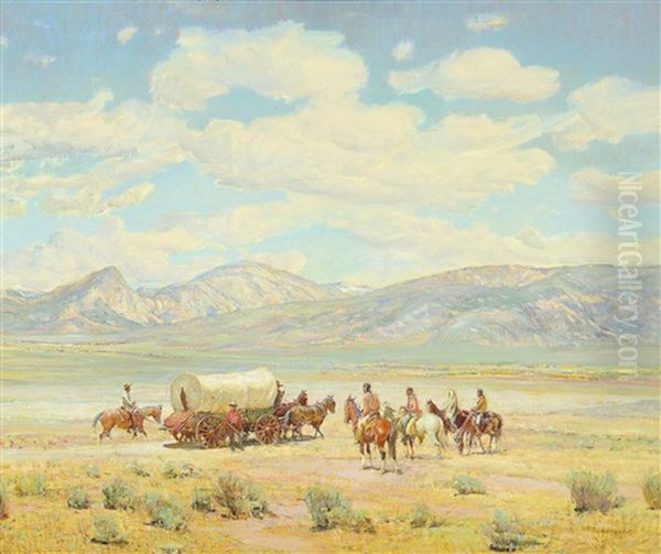 Homesteaders On Indian Land Oil Painting by Oscar Edmund Berninghaus