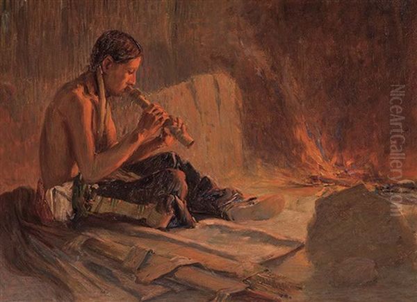 The Flute Player Oil Painting by Oscar Edmund Berninghaus