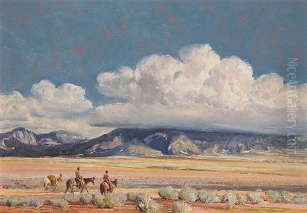 Storm Clouds Over Taos Mountain Oil Painting by Oscar Edmund Berninghaus