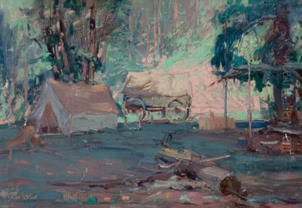 The Camp Oil Painting by Oscar Edmund Berninghaus