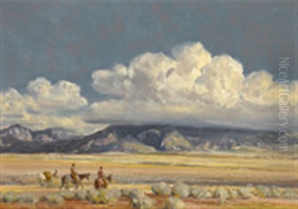 Storm Clouds Over Taos Mountain Oil Painting by Oscar Edmund Berninghaus