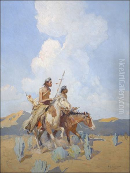 The Advance Scouts Oil Painting by Oscar Edmund Berninghaus