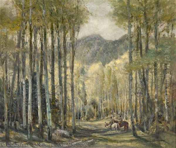 Aspen Forest Oil Painting by Oscar Edmund Berninghaus