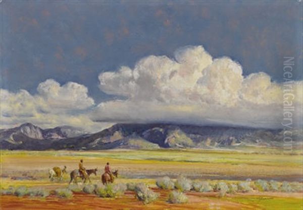 Storm Clouds Over Taos Mountain Oil Painting by Oscar Edmund Berninghaus