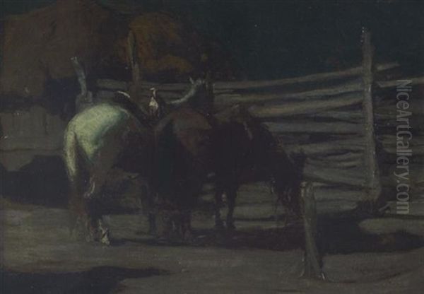 In The Corral by Oscar Edmund Berninghaus