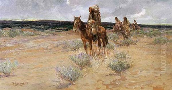 On The Trail Oil Painting by Oscar Edmund Berninghaus