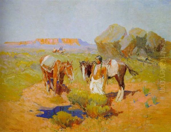 The Watering Hole by Oscar Edmund Berninghaus