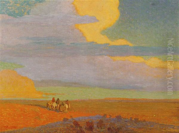 New Mexico Desert Landscape Oil Painting by Oscar Edmund Berninghaus