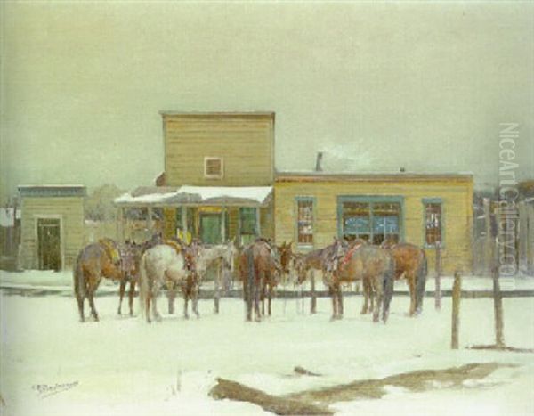 Country Store Oil Painting by Oscar Edmund Berninghaus