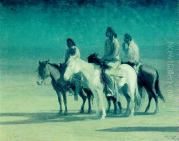 Night Riders Oil Painting by Oscar Edmund Berninghaus