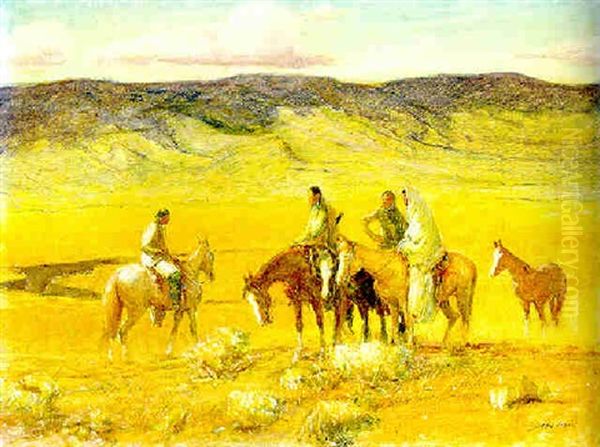 Pueblo Indians On Their Reservation by Oscar Edmund Berninghaus