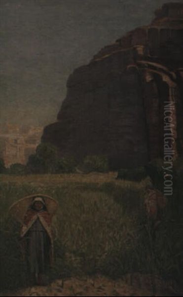 A Supai Cornfield Oil Painting by Oscar Edmund Berninghaus