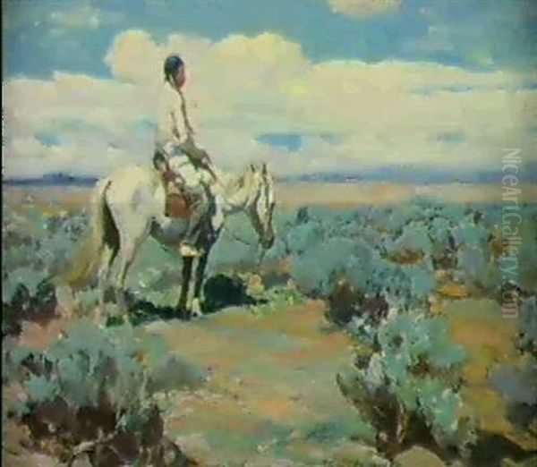 A Halt In The Sagebrush Oil Painting by Oscar Edmund Berninghaus