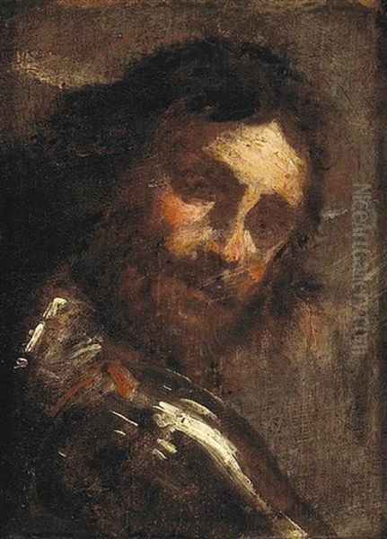 A Man Looking Over His Shoulder (study) Oil Painting by Gian Lorenzo Bernini