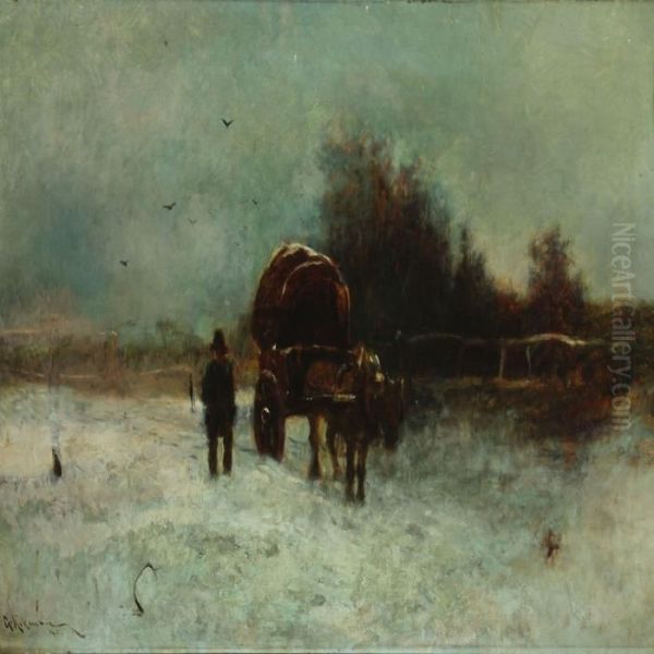 Winterlandscape With Carriage Oil Painting by William Aikman