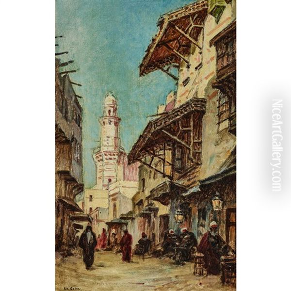 Strassenpartie In Kairo Oil Painting by Louis Beroud