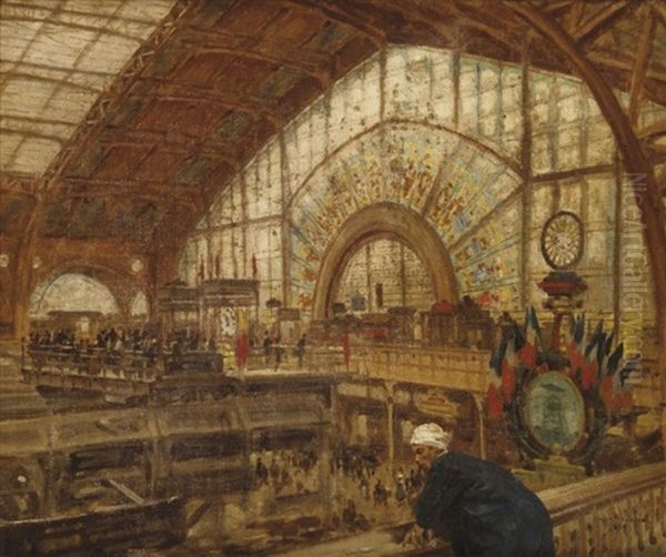 La Galerie Des Machines, Exposition Universelle De 1889 Oil Painting by Louis Beroud