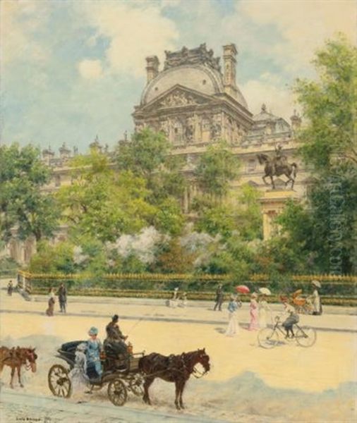 La Place Du Louvre Oil Painting by Louis Beroud