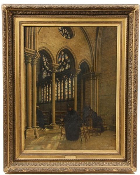 Cathedral Interior Oil Painting by Louis Beroud