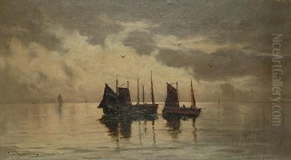 Ships At Dawn Oil Painting by William Aikman