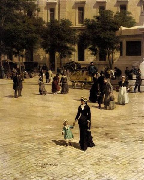 Place De La Republique Oil Painting by Louis Beroud