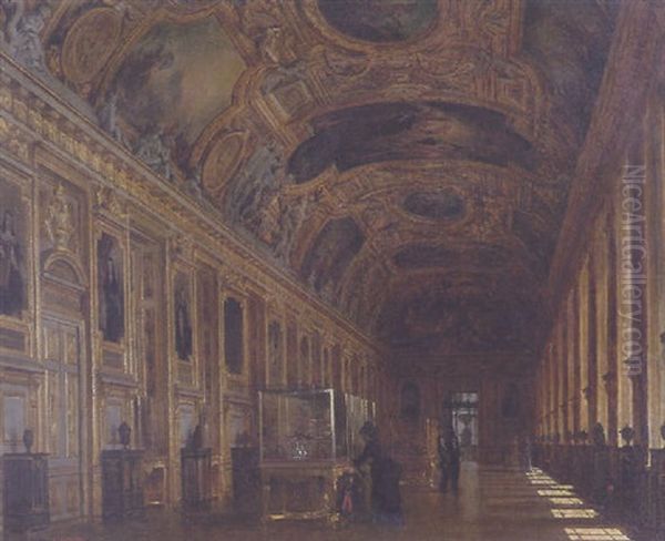 The Apollo Gallery, Louvre, Paris Oil Painting by Louis Beroud