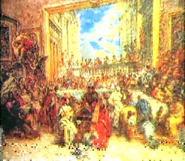 Au Salon Carre Du Louvre by Louis Beroud