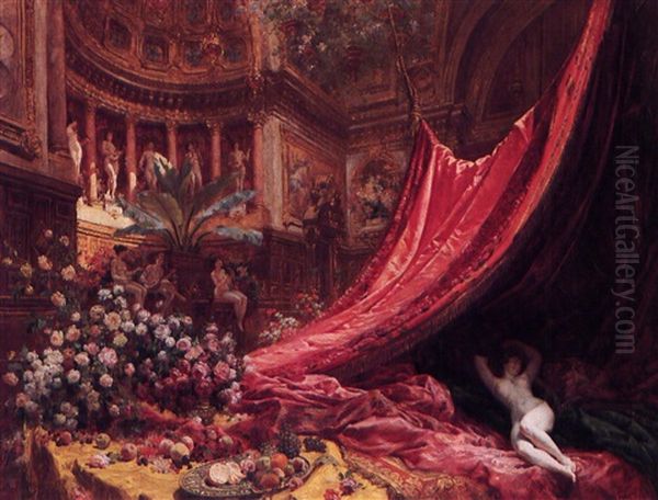 Symphonie En Rouge Et Or Oil Painting by Louis Beroud