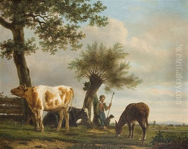 Hirte Bei Dem Vieh Oil Painting by Jean Baptiste Berre