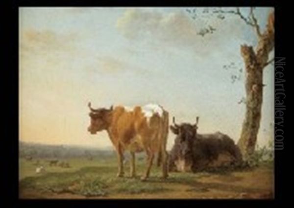 Vaches Au Pre Oil Painting by Jean Baptiste Berre