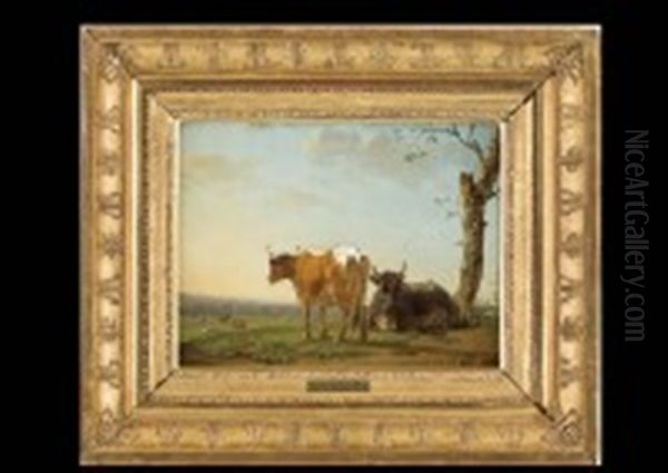 Vaches Au Pre Oil Painting by Jean Baptiste Berre