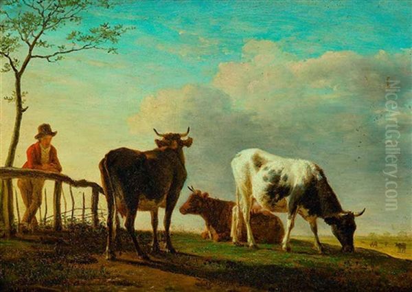 Hirte Mit Weidevieh Oil Painting by Jean Baptiste Berre