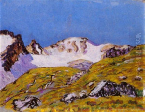 Gebirgslandschaft, Engadin Oil Painting by Peter Robert Berri