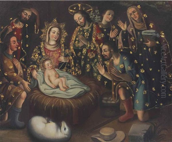 Adoration Of The Shepherds Oil Painting by Gaspar Miguel De Berrio