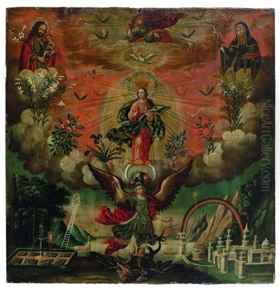 L'immaculee Conception Oil Painting by Gaspar Miguel De Berrio