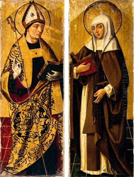 Saint Augustine (+ Saint Monica; Pair) Oil Painting by Pedro Berruguete