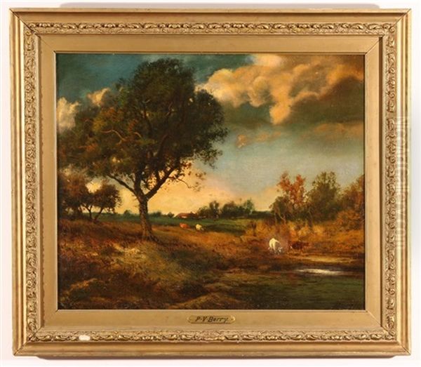 Twilight Landscape With Sheep Oil Painting by Patrick Vincent Berry