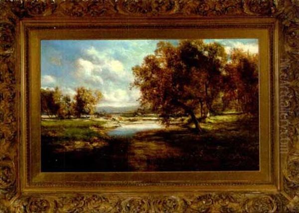 Autumnal Landscape With Cattle Grazing At A Stream Oil Painting by Patrick Vincent Berry