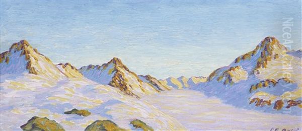 Blick Auf Den Piz Bernina Im Winter Oil Painting by Peter Robert Berry