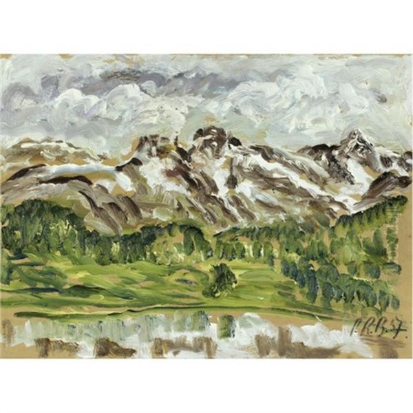 Piz Languard Und Las Sours Im Engadin (mount Languard And Las Sours In The Engadin) Oil Painting by Peter Robert Berry