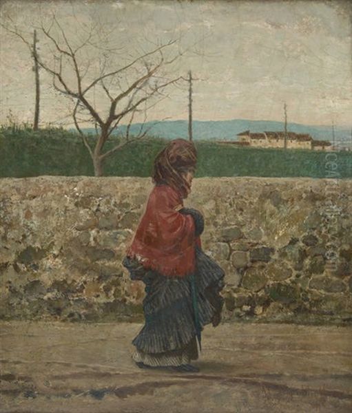 La Passante Au Manchon Oil Painting by Edoardo Berta