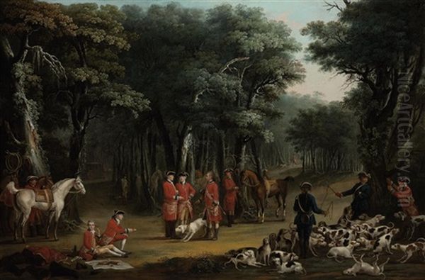 The Hunting Party Of Louis-philippe I, Duc D'orleans, In The Ile-de-france Oil Painting by Jacques Bertaux